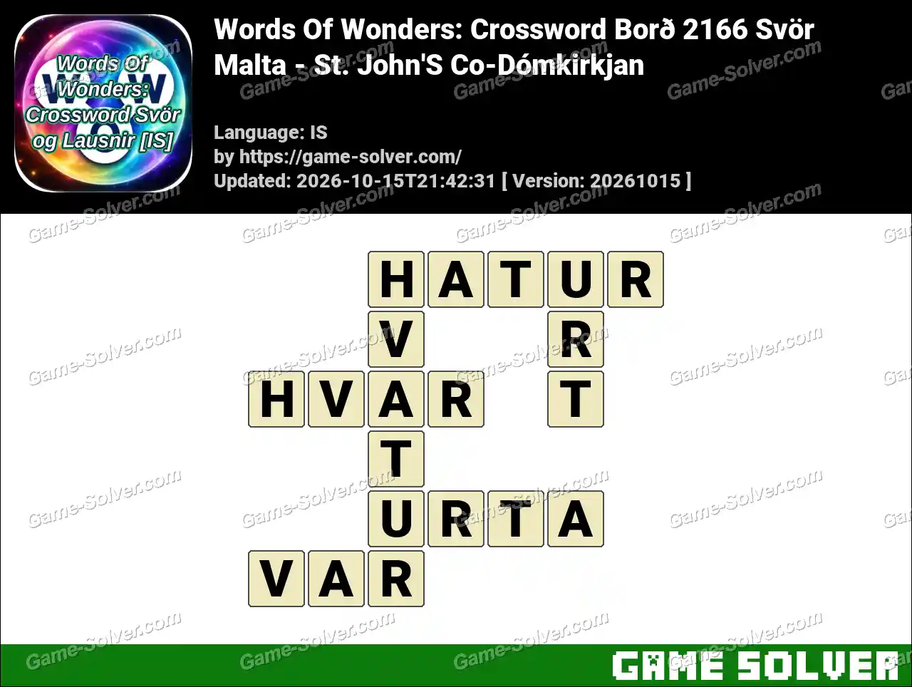 Words Of Wonders: Crossword Borð 2166 Svör – Malta – St. John’S Co-Dómkirkjan